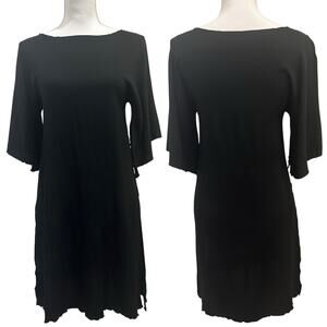 Zoie by Zoran VTG 80s Black Lettuce Trim Tunic Witchy Fairy Ren Faire Knight XS